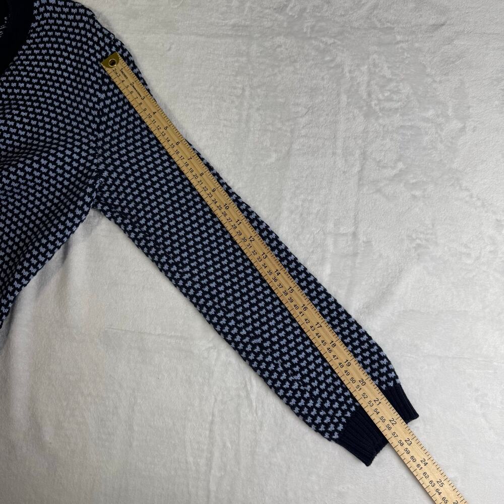 Madison Grey Navy Patterned Knit Sweater Henley Cotton Pullover women’s XL - Picture 4 of 8